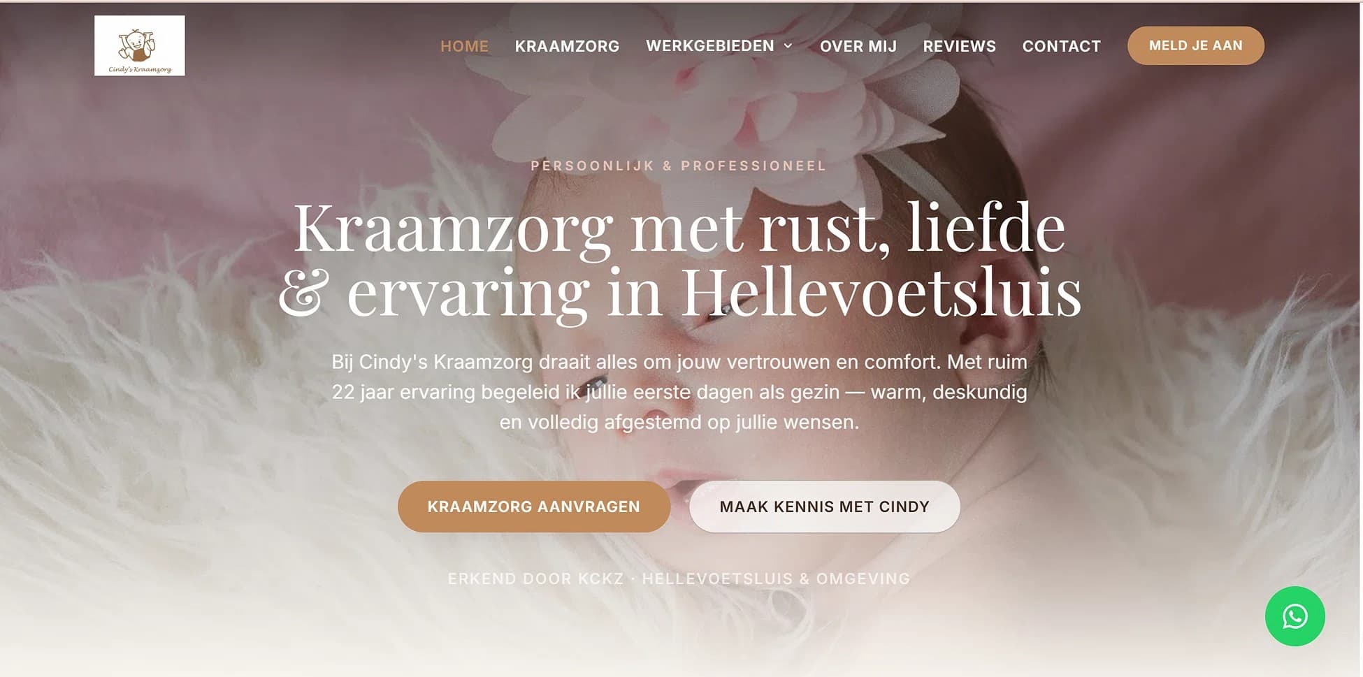 Screenshot van Cindy's Kraamzorg